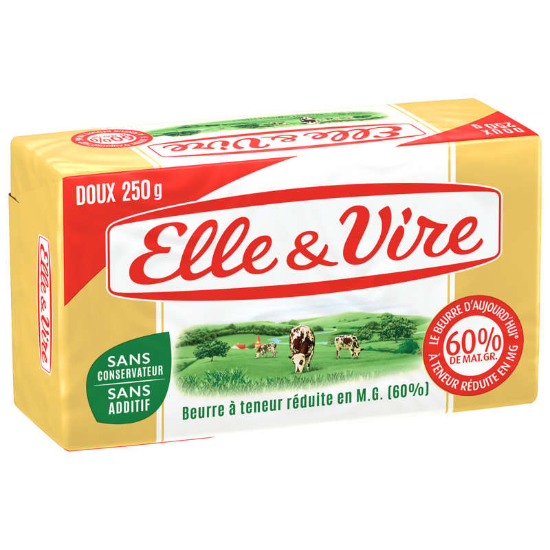 Elle & Vire Beurre doux 60% Matières Grasses 250g