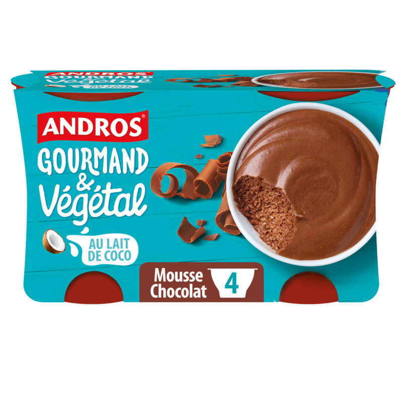 Andros Gourmand Mousse Au Chocolat Au Lait De Coco 4x55g