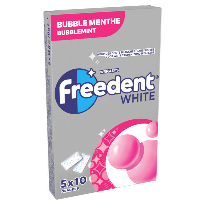 Freedent White Chewing-gum au bubble menthe sans sucre 70g