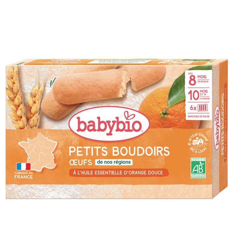 Babybio Petits Boudoirs à l'Huile Essentielle D'Orange Douce Dès 8/10M 120g