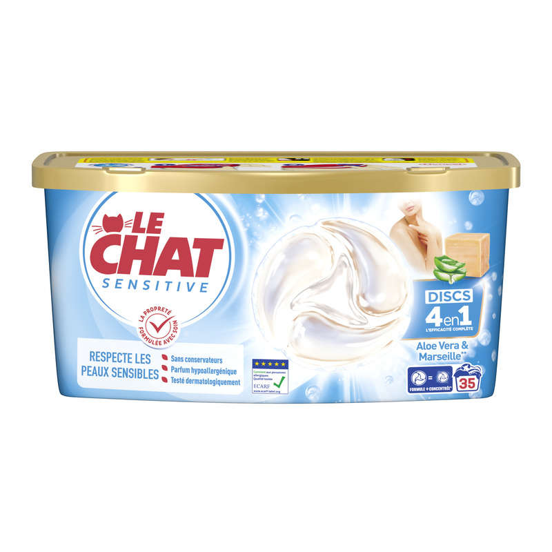 Le Chat Discs Savon de Marseille Aloe Vera *35 Lavages