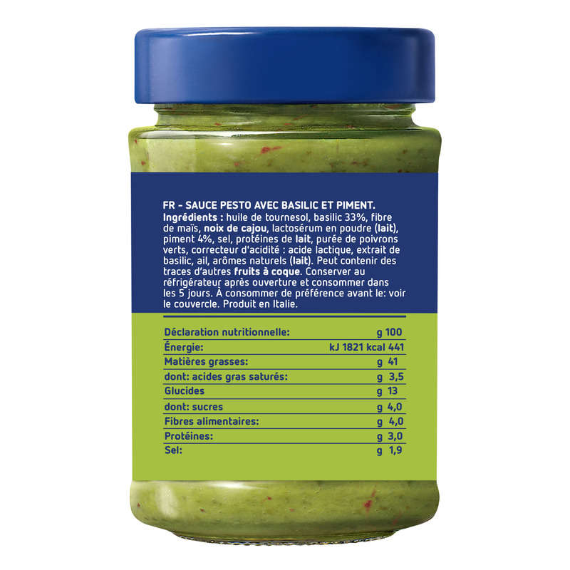 Barilla Sauce pesto basilic et piment 195g