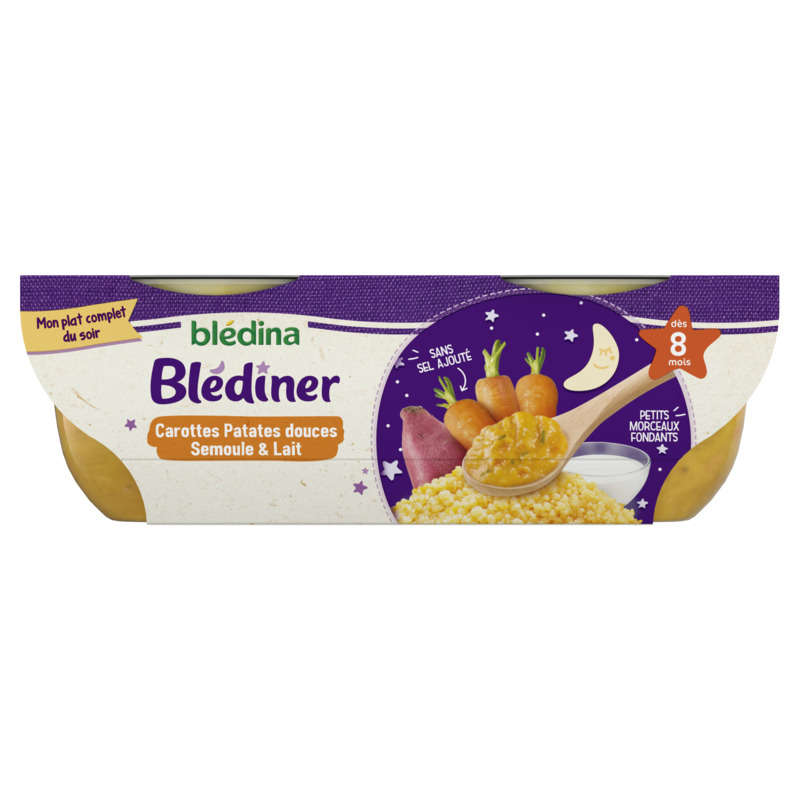 Blédina Plat Blédiner Carottes & Patates Douces Dès 8 Mois 2x200g