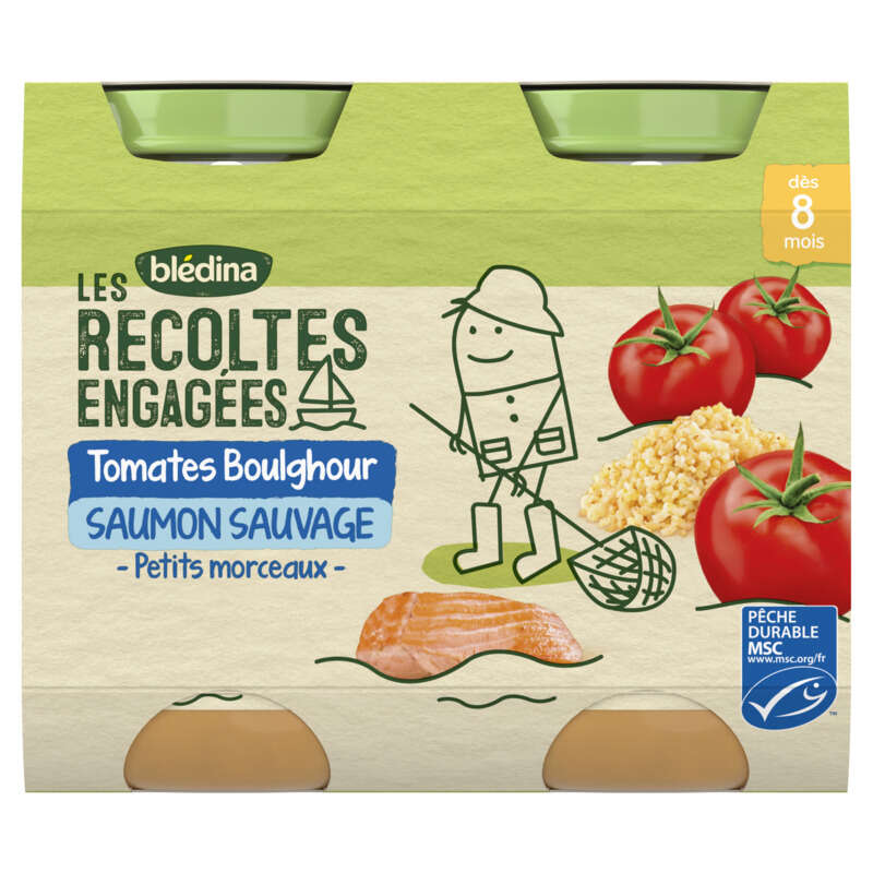 Blédina Tomates boulghour saumon sauvage - dès 8 mois - 2x200g