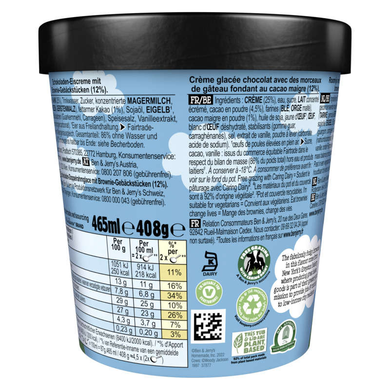 Ben & Jerry's Glace en Pot Chocolate Fudge Brownie 408g