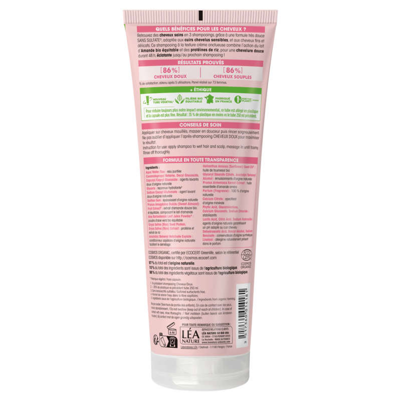 SO'BiO Étic Shampooing Cheveux Doux au Lait d'Amande Bio 250ml