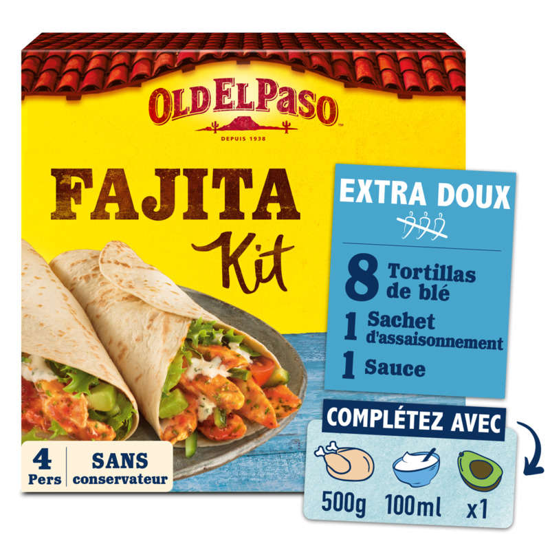 Old El Paso Kit Pour Fajitas Sans Piment Extra Doux 478g