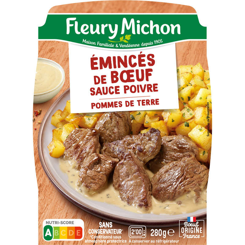 Fleury Michon Émincés de Bœuf Pommes de Terre Sauce Poivre 280g