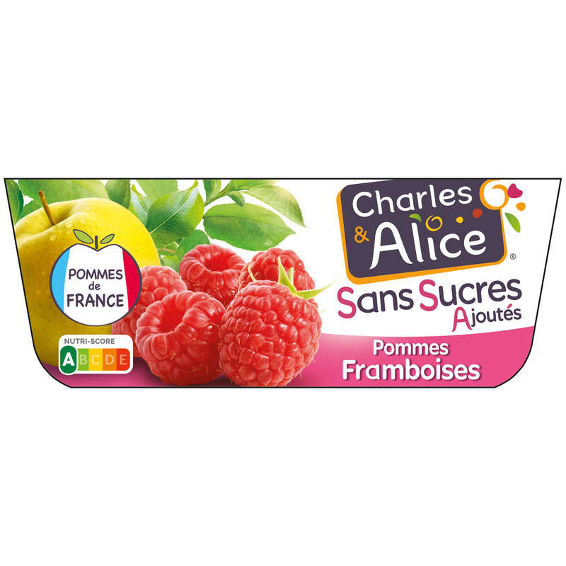 Charles & Alice Dessert pomme framboise sans sucres ajoutés 4x100g