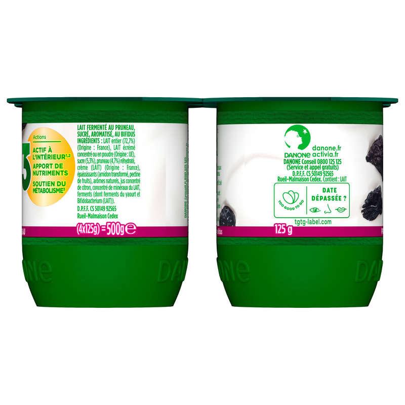 Activia Yaourt Aux Fruits Pruneau Bifidus 4x125g