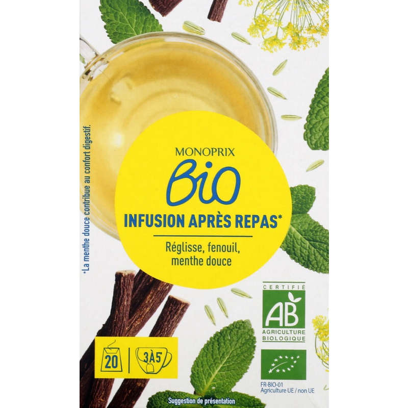 Monoprix Bio Infusion après repas 20 sachets 30g