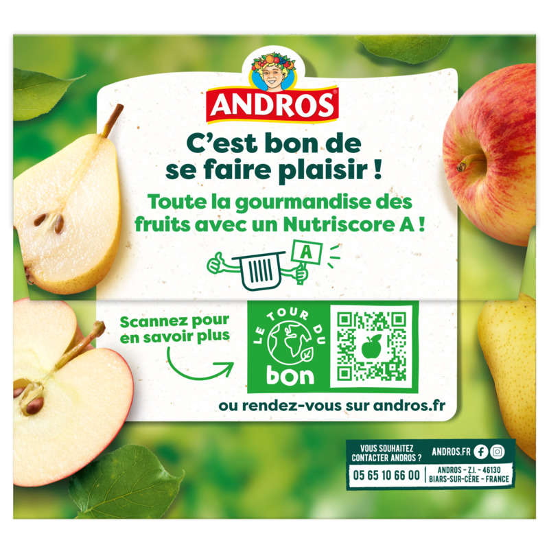 Andros Compote Pomme Poire 4x100g