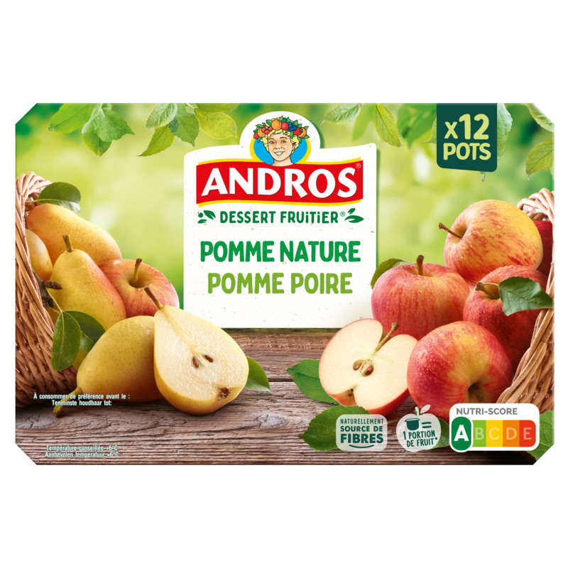 Andros dessert panachés pomme et poire 12x100g