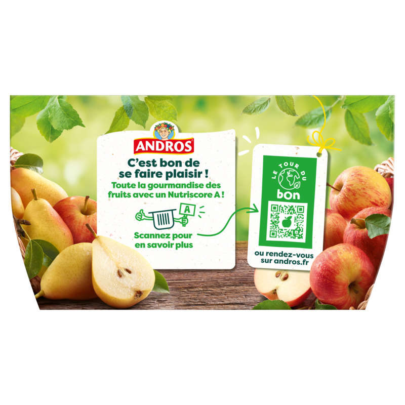 Andros dessert panachés pomme et poire 12x100g