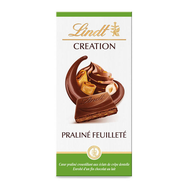 Lindt Création Tablette Chocolat Praliné Feuilleté 150g