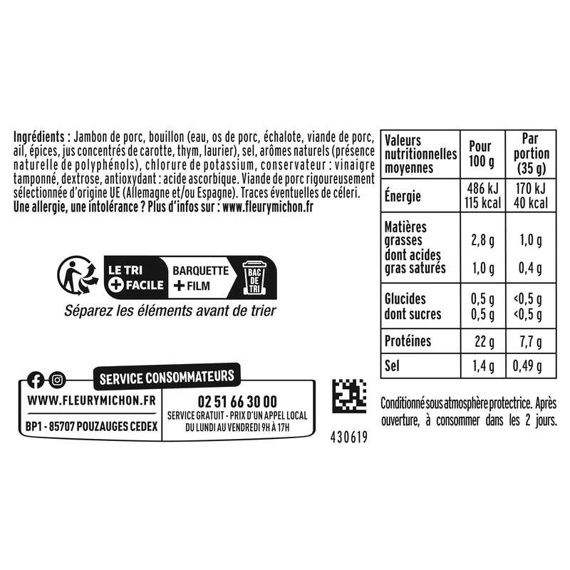 Fleury Michon Le Supérieur Jambon -25% Sel Sans Nitrite x2