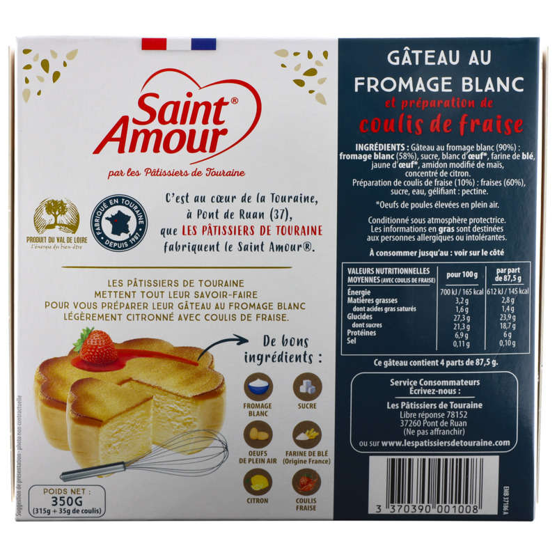 Saint Amour Gâteau au Fromage Blanc citron 350g