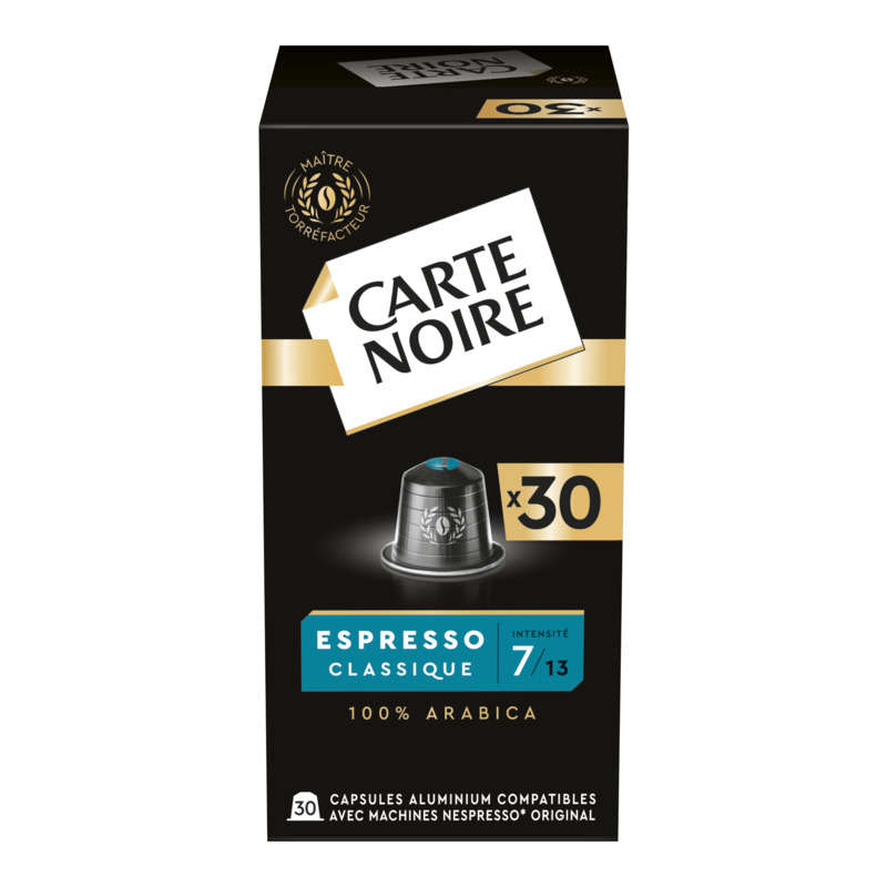 Carte Noire 30 capsules alu espresso classique n°7 - 165g