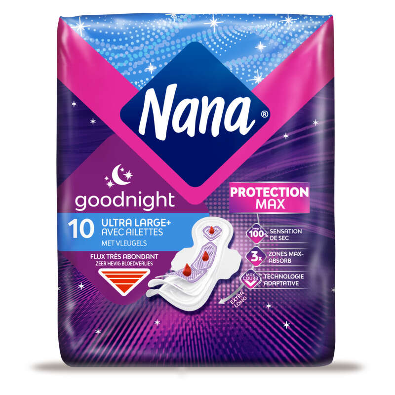 Nana Serviettes Hygiéniques Ultra Goodnight Large x10