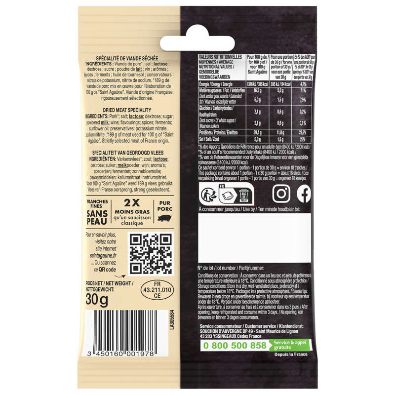 Saint Agaûne Les P'tites Tranches Nature 30g