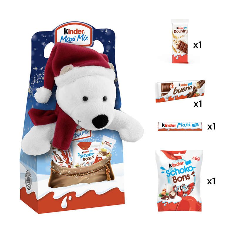 Kinder chocolat assortiment peluche de Noël 133g