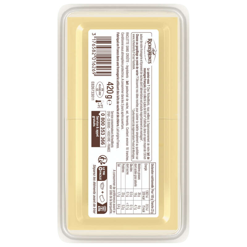 RichesMonts La Raclette Sans Croûte 420g
