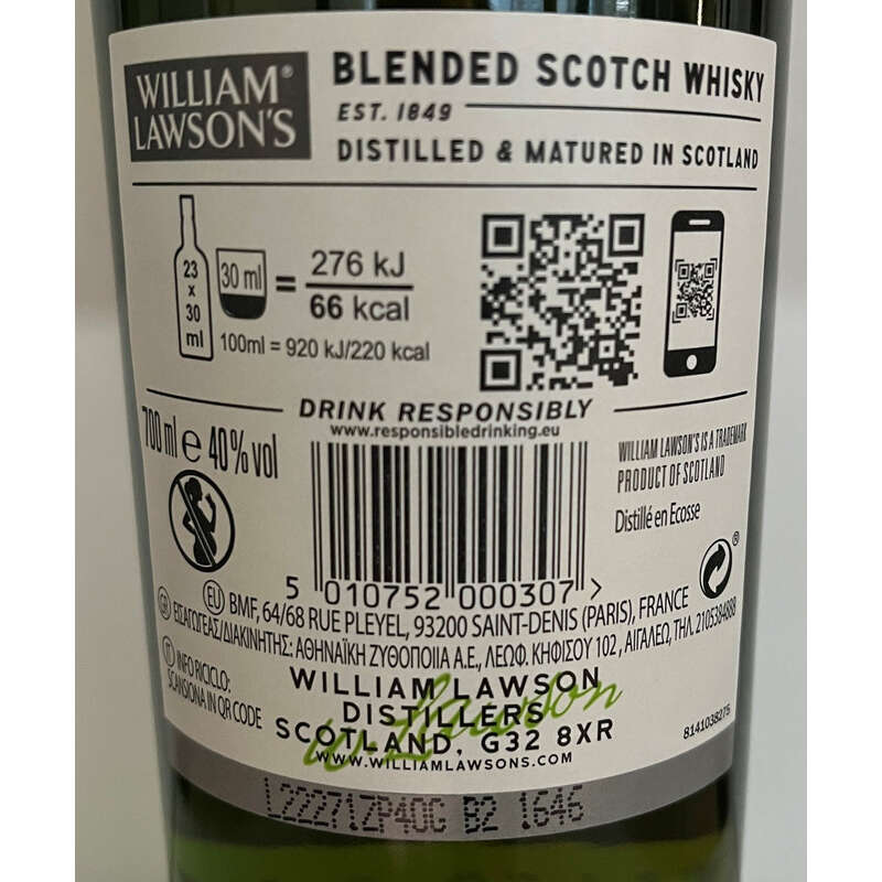 William Lawson'S Whisky Blended Scotch Whisky 70cl