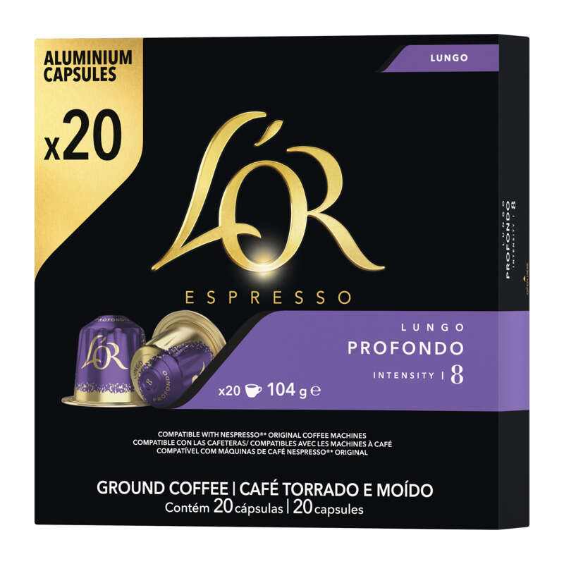 L'Or Espresso Café Lungo Profondo intensité 8 x20 capsules 104g