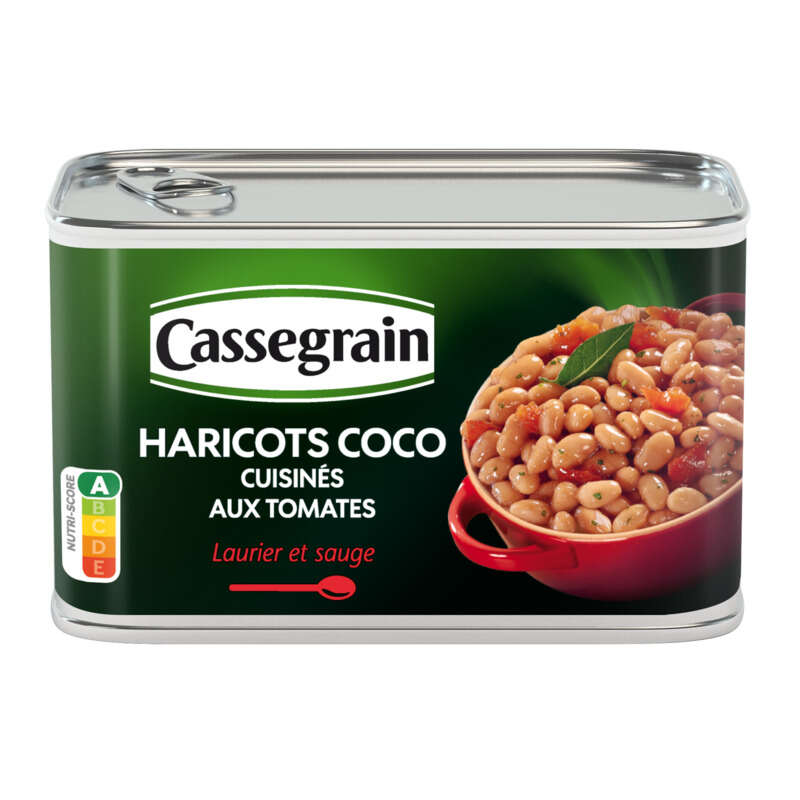 Cassegrain Haricots Coco Cuisinés Aux Tomates Laurier Et Sauge 435g