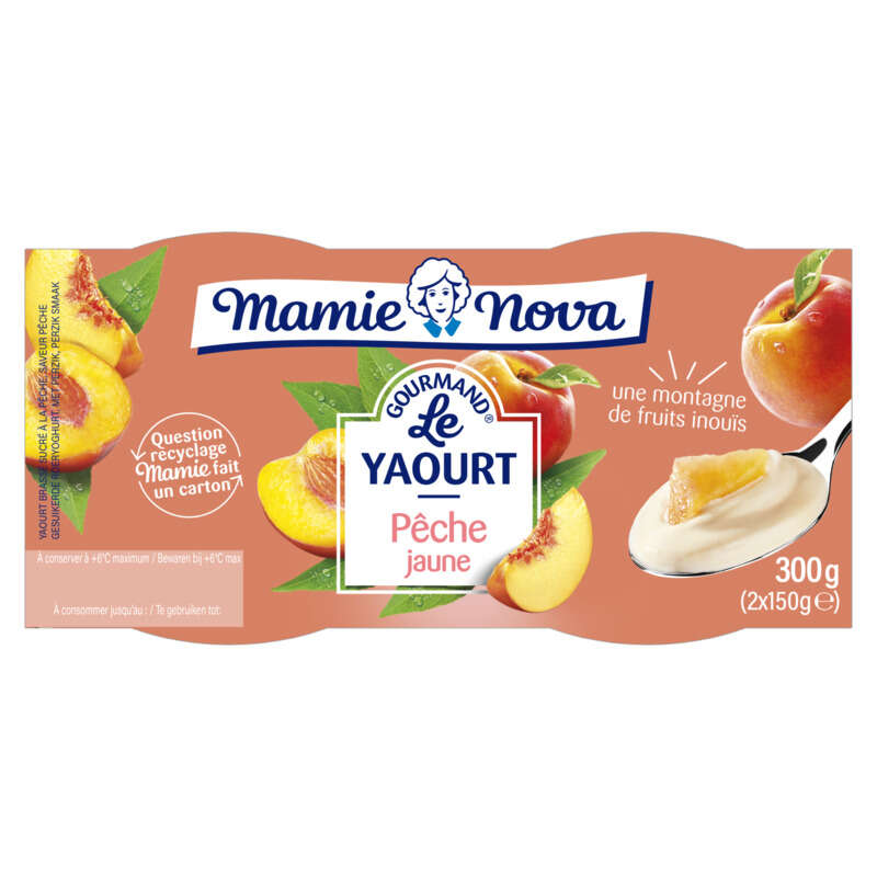 Mamie Nova Yaourt À La Pêche Jaune 2x150g