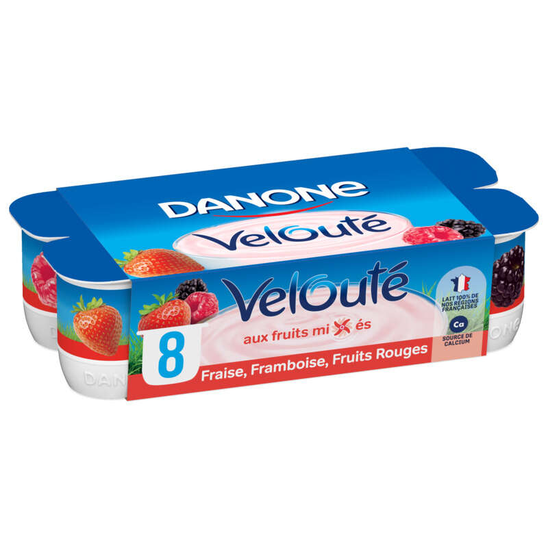 Danone Velouté Fruix Yaourt Aux Fruits Rouges Brassé 8x125g