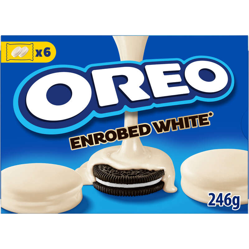 Oreo Biscuits fourrés à la Vanille enrobés au Chocolat Blanc 246g