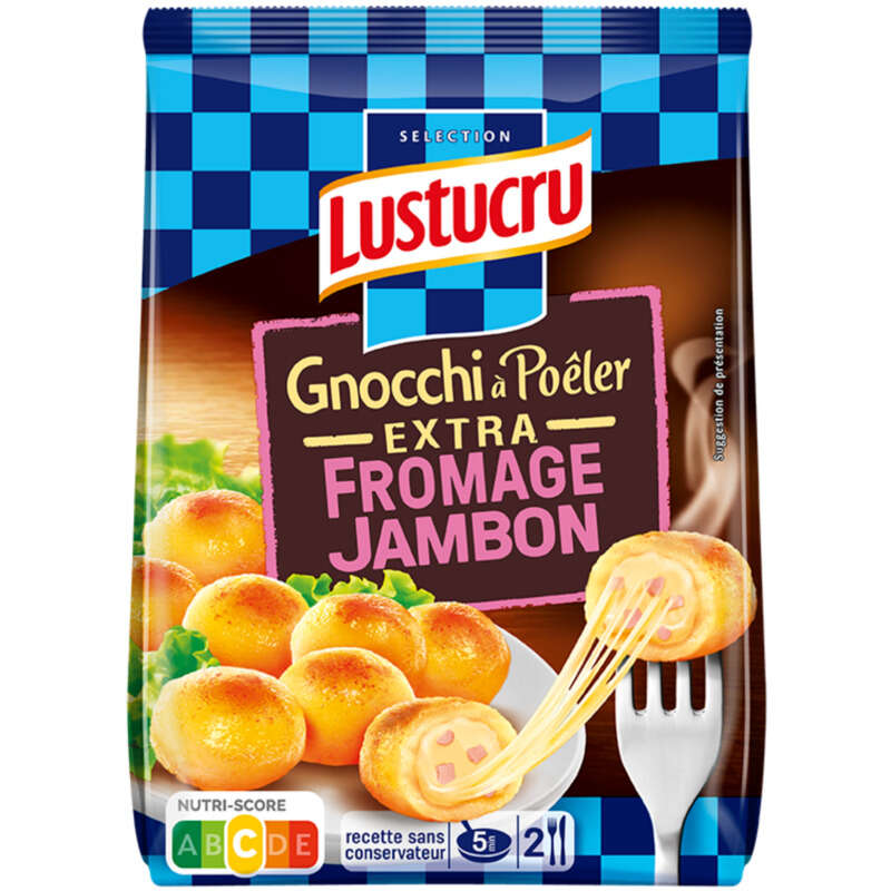 Lustucru Pâtes Fraîches Gnocchi à Poêler Jambon Fromage 280g