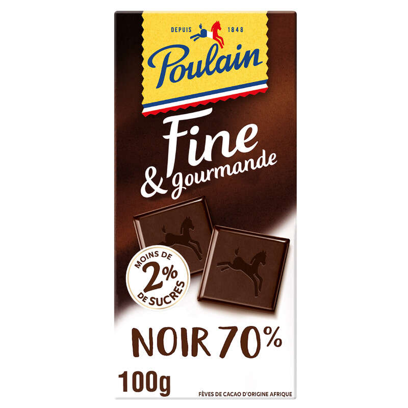 Poulain Fine Et Gourmande Tablette De Chocolat Noir 70% 100g