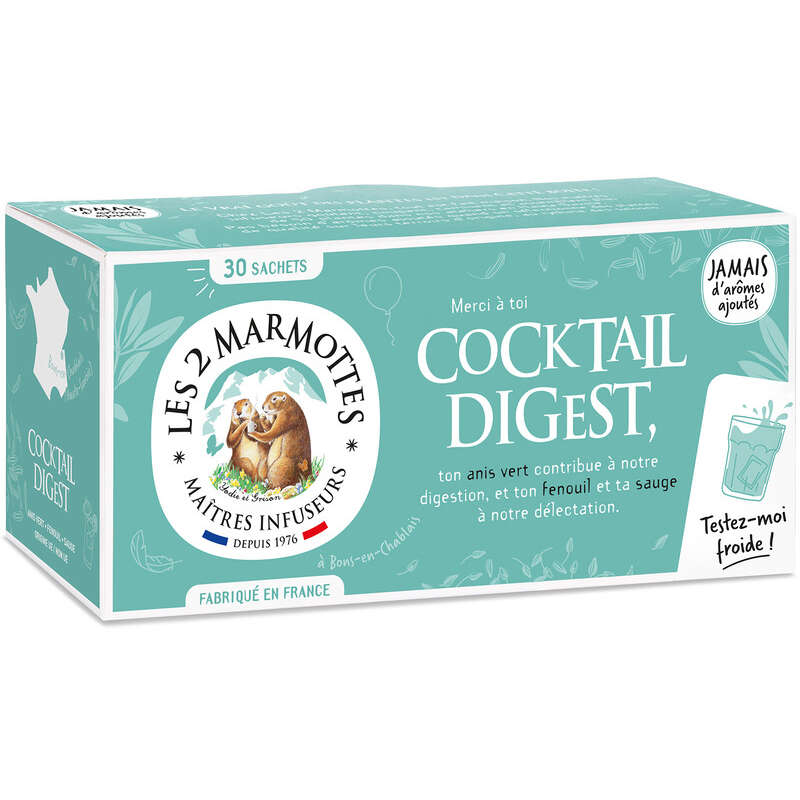 Les 2 Marmottes Infusion Cocktail Digest à l'Anis 30 Sachets 55g