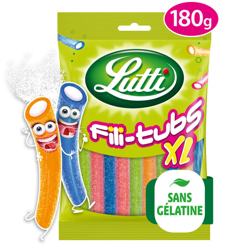 Lutti Bonbons Assortiments Fili-tubs XL Sans Gélatine 180g