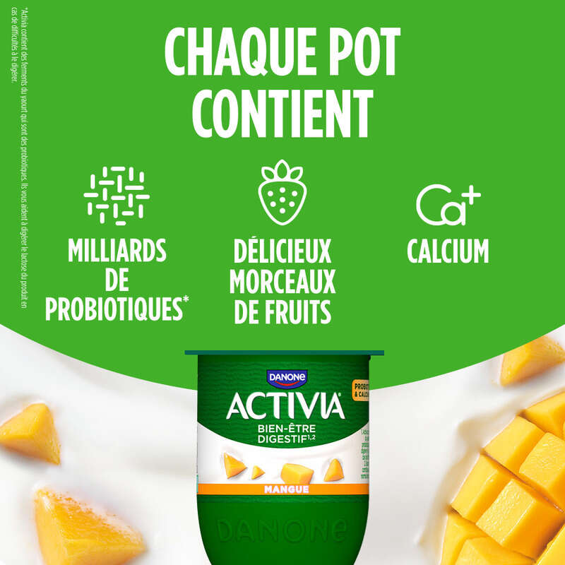 Activia Yaourt Aux Fruits Mangue Bifidus 4x125g