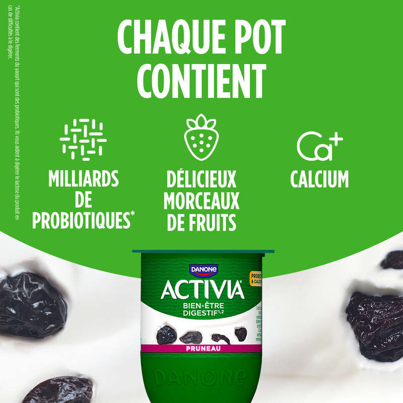 Activia Yaourt Aux Fruits Pruneau Bifidus 4x125g