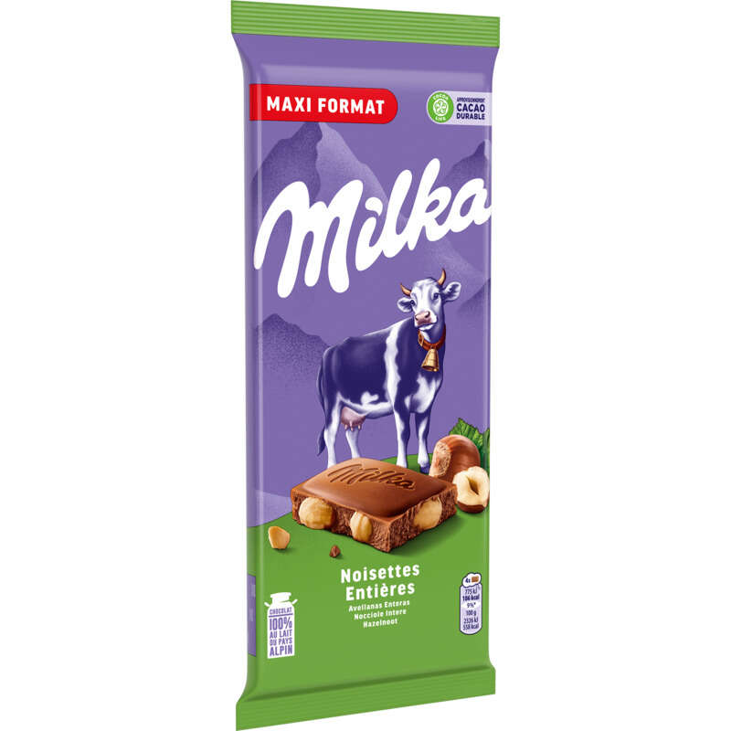 Milka Tablette Chocolat au Lait et aux Noisettes Entières 200g