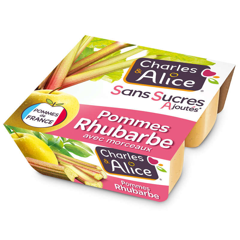 Charles&Alice Spécialité de pommes rhubarbe 4x97g