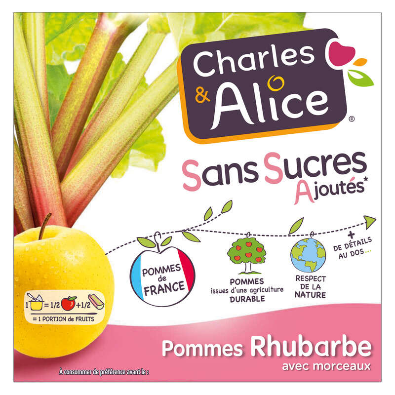 Charles&Alice Spécialité de pommes rhubarbe 4x97g