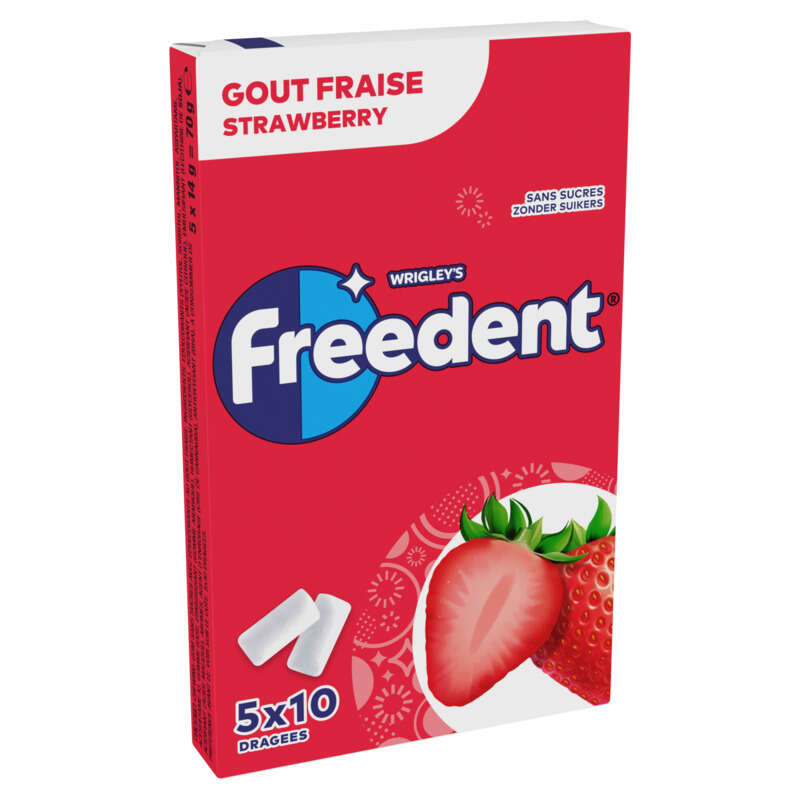 Freedent Goût Fraise 5x10 Dragées 70g