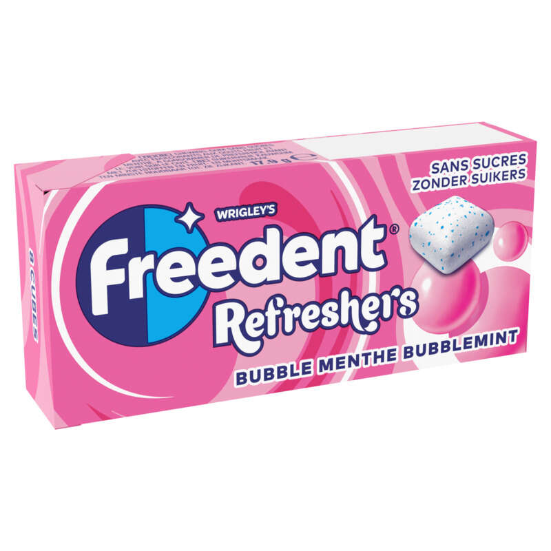 Freedent Refreshers Chewing Gum Bubble Menthe Sans Sucre 18g