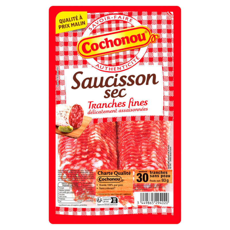 Cochonou Saucisson Sec 30 Tranches Fines 93g