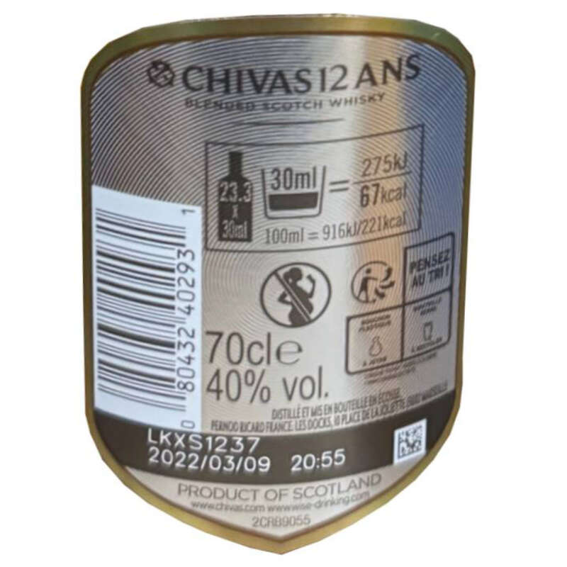 Chivas Régal Whisky Ecosse Blended 12 Ans 70cl