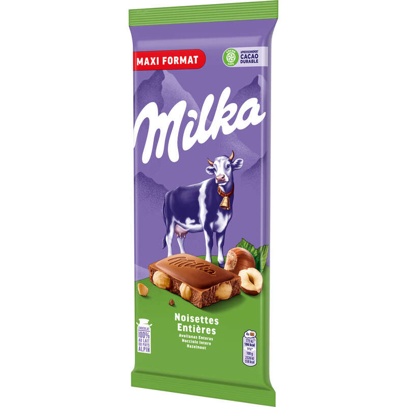 Milka Tablette Chocolat au Lait et aux Noisettes Entières 200g