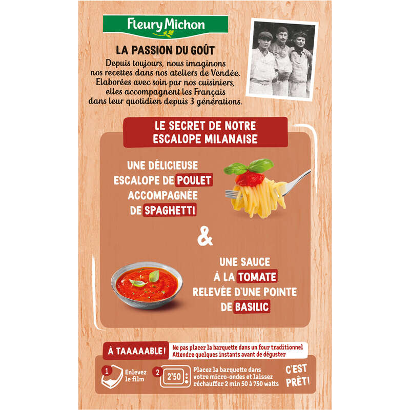 Fleury Michon Escalope de Dinde Milanaise Spaghettis Tomate 300g