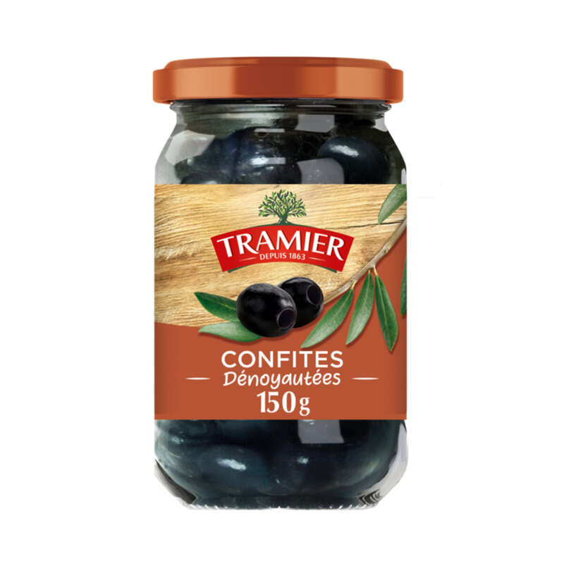 Tramier Olives Noires Confites Dénoyautées sans saumure 150g