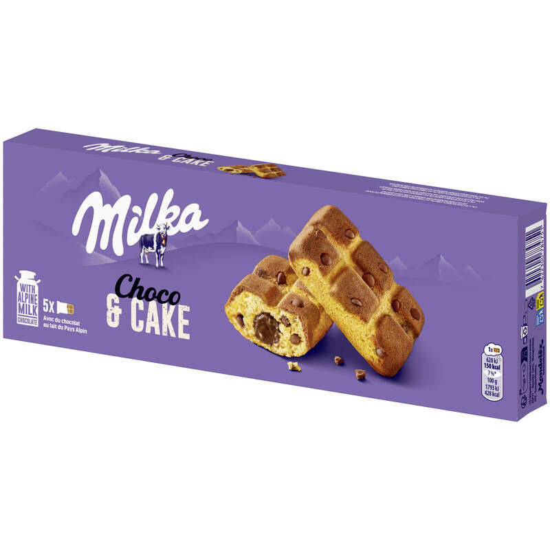 Milka Cake & Choc Gâteaux fourrés aux pépites de chocolat 175g