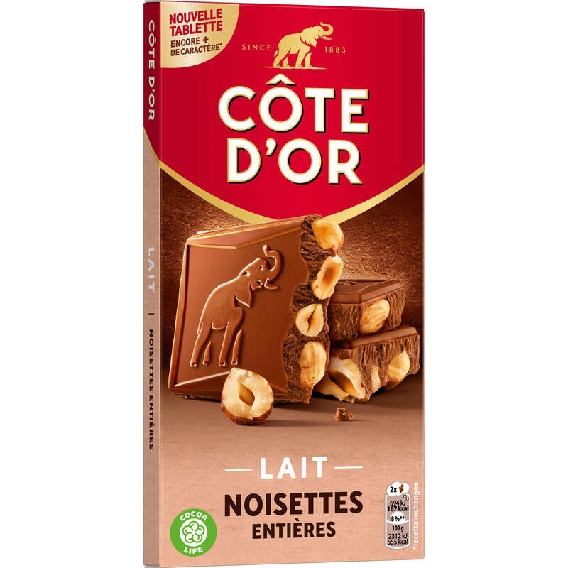 Côte D'Or Tablette Chocolat Au Lait Noisettes Entières 180g